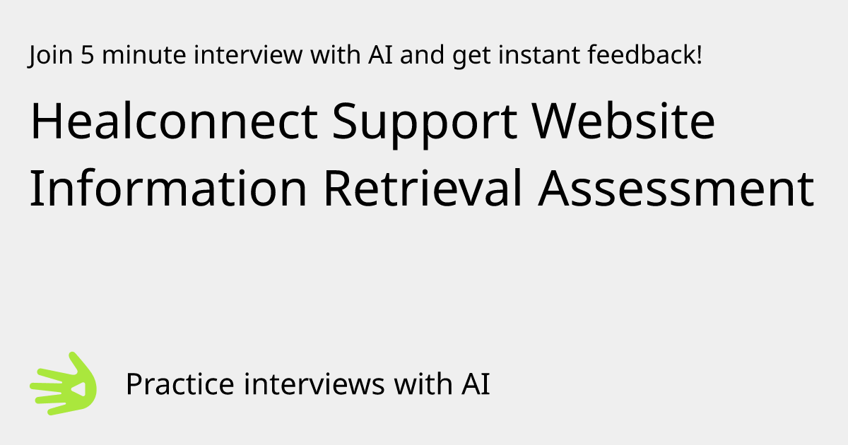 GreetAI — Healconnect Support Website Information Retrieval Assessment ...