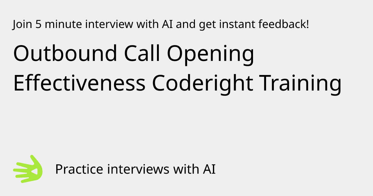 GreetAI — Outbound Call Opening Effectiveness Coderight Training ...